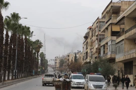 Quang cảnh đường phố tại Aleppo, Syria. (Ảnh: THX/TTXVN)