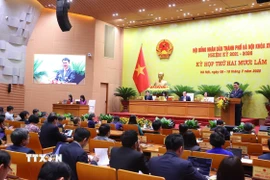 Quang cảnh tại Kỳ họp thứ 25, Hội đồng Nhân dân thành phố Hà Nội. (Ảnh: Văn Điệp/TTXVN)