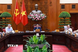 Thủ tướng Phạm Minh Chính chủ trì cuộc họp với các bộ, ngành để chuẩn bị đàm phán thương mại với Hoa Kỳ. (Ảnh: Dương Giang/TTXVN)