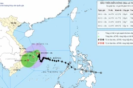 Hướng đi của cơn bão. (Ảnh: Trung tâm Dự báo Khí tượng Thủy văn Quốc gia)