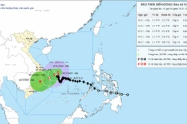 Hướng đi của cơn bão. (Ảnh: Trung tâm Dự báo Khí tượng Thủy văn Quốc gia)