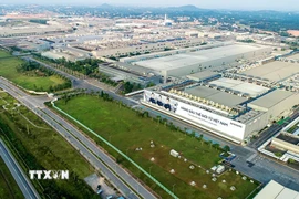 Một góc Khu công nghiệp Yên Bình, Thái Nguyên, nơi Tập đoàn Samsung (Hàn Quốc) đặt nhà máy sản xuất thiết bị di động hàng đầu thế giới. (Ảnh: TTXVN phát)