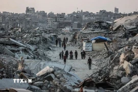 Cảnh đổ nát do xung đột tại Gaza. (Ảnh: IRNA/TTXVN)