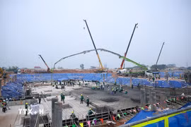 Công trường thi công Dự án Cảng hàng không quốc tế Gia Bình. (Ảnh: Dương Giang/TTXVN)