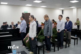 Các bị cáo tại phiên tòa. (Ảnh: Kim Anh/TTXVN)