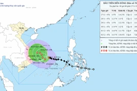 Hướng đi của cơn bão. (Ảnh: Trung tâm Dự báo Khí tượng Thủy văn Quốc gia)