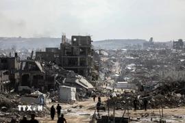 Cảnh đổ nát do xung đột tại Dải Gaza. (Ảnh: THX/TTXVN)