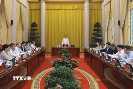 Chủ tịch nước Lương Cường chủ trì họp giao ban công tác tháng 2, triển khai nhiệm vụ tháng 3 của Văn phòng Chủ tịch nước. (Ảnh: Lâm Khánh/TTXVN)