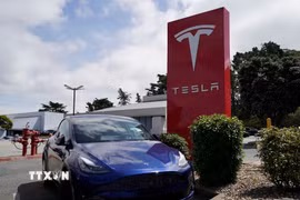 Một cửa hàng Tesla ở San Mateo, California, Mỹ. (Ảnh: THX/TTXVN)