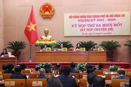 Chủ tọa điều hành kỳ họp. (Ảnh: Văn Điệp/TTXVN)