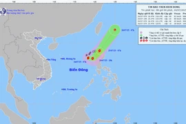 Hướng đi của cơn bão. (Ảnh: Trung tâm Dự báo Khí tượng Thủy văn Quốc gia)