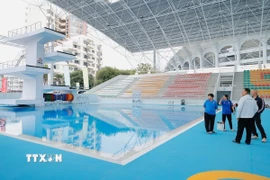 Khu vực hồ dành cho VĐV thi đấu môn Nhảy cầu tại SEA Games 33. (Ảnh: Minh Quyết/TTXVN)