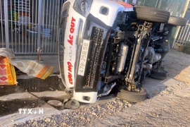 Hiện trường vụ tai nạn. (Ảnh: TTXVN phát)