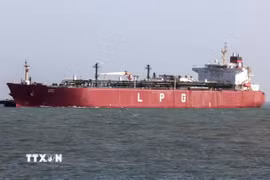 Tàu chở dầu khí tự nhiên hóa lỏng di chuyển qua eo biển Hormuz về tới cảng Mundra ở Kutch, Ấn Độ ngày 16/3/2026. (Ảnh: ANI/TTXVN)