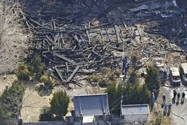 Quang cảnh ngôi đền bị cháu. (Ảnh: Kyodo)