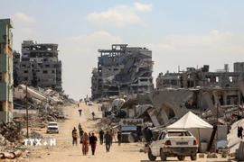 Cảnh tàn phá do xung đột tại Gaza. (Ảnh: THX/TTXVN)