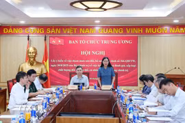 Hội nghị lấy ý kiến sửa đổi, bổ sung Quy định số 366-QĐ/TW của Bộ Chính trị tại điểm cầu Ban Tổ chức Trung ương. (Ảnh: Phương Hoa/TTXVN)