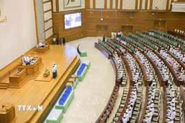 Quang cảnh kỳ họp thứ nhất của Hạ viện khóa III tại Nay Pyi Taw, Myanmar ngày 16/3. (Ảnh: THX/TTXVN)