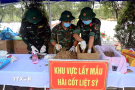 Nghĩa trang Liệt sỹ Hàm Rồng hiện có 1.943 phần mộ liệt sỹ, trong đó có 1.033 phần mộ chưa xác định được thông tin, cần lấy mẫu sinh phẩm để giám định ADN. (Ảnh: TTXVN phát)