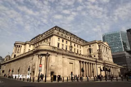 Trụ sở Ngân hàng Trung ương Anh (BoE) London. (Ảnh: Hữu Tiến/TTXVN)
