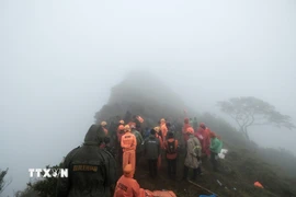 Lực lượng cứu hộ làm nhiệm vụ tại hiện trường vụ rơi máy bay ATR 42-500 thuộc Hãng hàng không Indonesia Air Transport (IAT) trên núi Bulusaraung, huyện Maros, tỉnh Nam Sulawesi, ngày 18/1/2026. (Ảnh: THX/TTXVN)