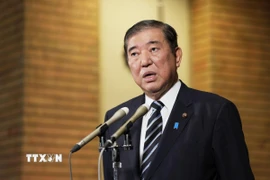 Thủ tướng Nhật Bản Shigeru Ishiba phát biểu tại thủ đô Tokyo. (Ảnh: Kyodo/TTXVN)