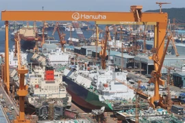 Cơ sở Geoje của công ty đóng tàu Hanwha Ocean. (Ảnh: Yonhap)
