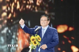 Thủ tướng Phạm Minh Chính phát biểu tại Chương trình đại nhạc hội “V Fest-Vietnam Today”. (Ảnh: Dương Giang/TTXVN)