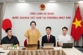 Tổng Lãnh sự Việt Nam tại Fukuoka, Nhật Bản Vũ Chi Mai phát biểu tại lễ bế mạc. (Ảnh: Nguyễn Tuyến/TTXVN)