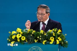 Thủ tướng Trung Quốc Lý Cường phát biểu tại Diễn đàn kinh tế ASEAN-GCC-Trung Quốc. (Ảnh: TTXVN phát)