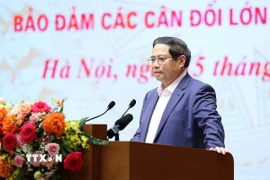 Thủ tướng Phạm Minh Chính phát biểu tại Hội nghị Thủ tướng Chính phủ làm việc với doanh nghiệp nhà nước. (Ảnh: Dương Giang/TTXVN)