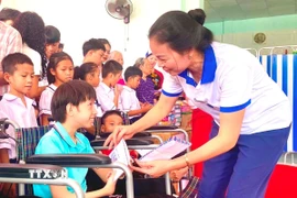 Trao quà cho trẻ em khuyết tật. (Ảnh minh họa. Võ Dung/TTXVN)