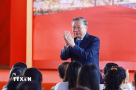 Tổng Bí thư Tô Lâm dự Lễ khánh thành Trung tâm Triển lãm Việt Nam. (Ảnh: Dương Giang/TTXVN)