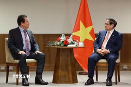 Thủ tướng Phạm Minh Chính tiếp lãnh đạo Tập đoàn MK Group. (Ảnh: Dương Giang/TTXVN)