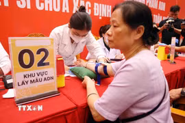 Thân nhân liệt sĩ chưa xác định thông tin trên toàn quốc được lấy mẫu sinh phẩm ADN. (Ảnh minh họa. Phạm Kiên/TTXVN)
