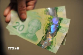 Đồng tiền mệnh giá 20 đôla Canada. (Ảnh: AFP/TTXVN)