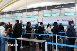 Hành khách chờ làm thủ tục tại sân bay quốc gia Ronald Reagan Washington ở Arlington, Virginia, Mỹ, (Ảnh: THX/TTXVN)
