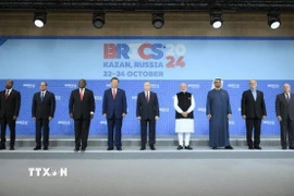 Các nhà lãnh đạo chụp ảnh chung tại Hội nghị Cấp cao Nhóm BRICS ở Kazan, Nga, ngày 23/10/2024. (Ảnh: IRNA/TTXVN)