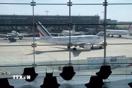 Máy bay của Hãng Air France đậu tại sân bay Paris-Charles de Gaulle ở Paris, Pháp. (Ảnh: AFP/TTXVN)