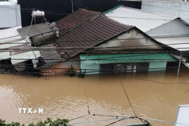 Nhiều tuyến đường ngập sâu. (Ảnh: Đinh Hương/TTXVN)