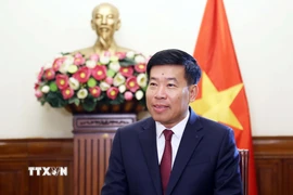 Thứ trưởng Bộ Ngoại giao Nguyễn Mạnh Cường trả lời báo chí trước chuyến thăm cấp Nhà nước tới Lào của Tổng Bí thư Tô Lâm và chuyến công tác của Thủ tướng Phạm Minh Chính tới Lào. (Ảnh: An Đăng/TTXVN)