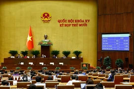 Quốc hội biểu quyết thông qua Luật Chuyển đổi số. (Ảnh: Doãn Tấn/TTXVN)