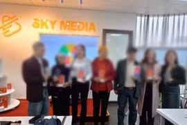 Một buổi hội thảo của Công ty Sky Media. (Ảnh: Công an cung cấp)