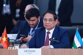 Thủ tướng Phạm Minh Chính phát biểu tại Phiên thảo luận cấp cao "Tăng cường chủ nghĩa đa phương, các vấn đề kinh tế-tài chính và trí tuệ nhân tạo". (Ảnh: Dương Giang/TTXVN)