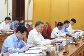 Tổng Bí thư Tô Lâm chủ trì cuộc họp của Bộ Chính trị, Ban Bí thư. (Ảnh: Thống Nhất/TTXVN)