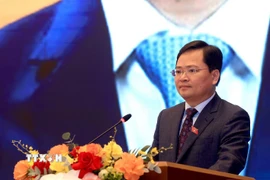Phó trưởng Ban Chính sách, Chiến lược Trung ương, Chủ tịch Nhóm đại biểu Quốc hội trẻ Việt Nam Nguyễn Anh Tuấn phát biểu. (Ảnh: Tuấn Anh/TTXVN)