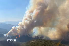 Khói bốc lên từ đám cháy rừng tại British Columbia, Canada. (Ảnh: THX/TTXVN phát)