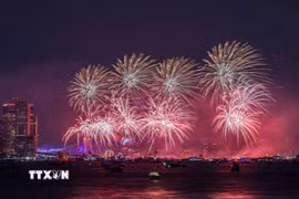 Màn trình diễn pháo hoa mừng Quốc khánh Mỹ tại New York ngày 4/7/2026. (Ảnh: THX/TTXVN phát)
