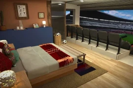 Phòng suite sát sân cỏ bên trong sân vận động Estadio Azteca. (Ảnh: Airbnb)
