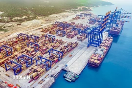 Quang cảnh cảng hàng hóa Vizhinjam ở Thiruvananthapuram, Ấn Độ. (Ảnh: ANI/TTXVN)